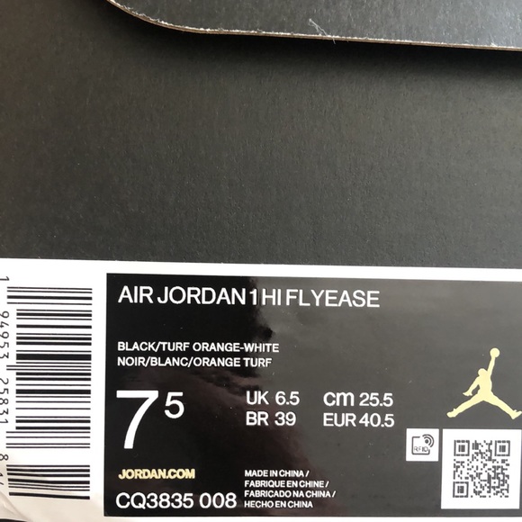 🖤🧡NIKE AIR JORDAN 1 HI FLYEASE SNEAKERS🧡🖤 - Picture 12 of 12